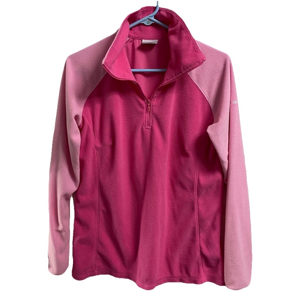 COLUMBIA Womens Pink Lightweight Fleece 1/4 Zip‎ Pullover Jacket Size L